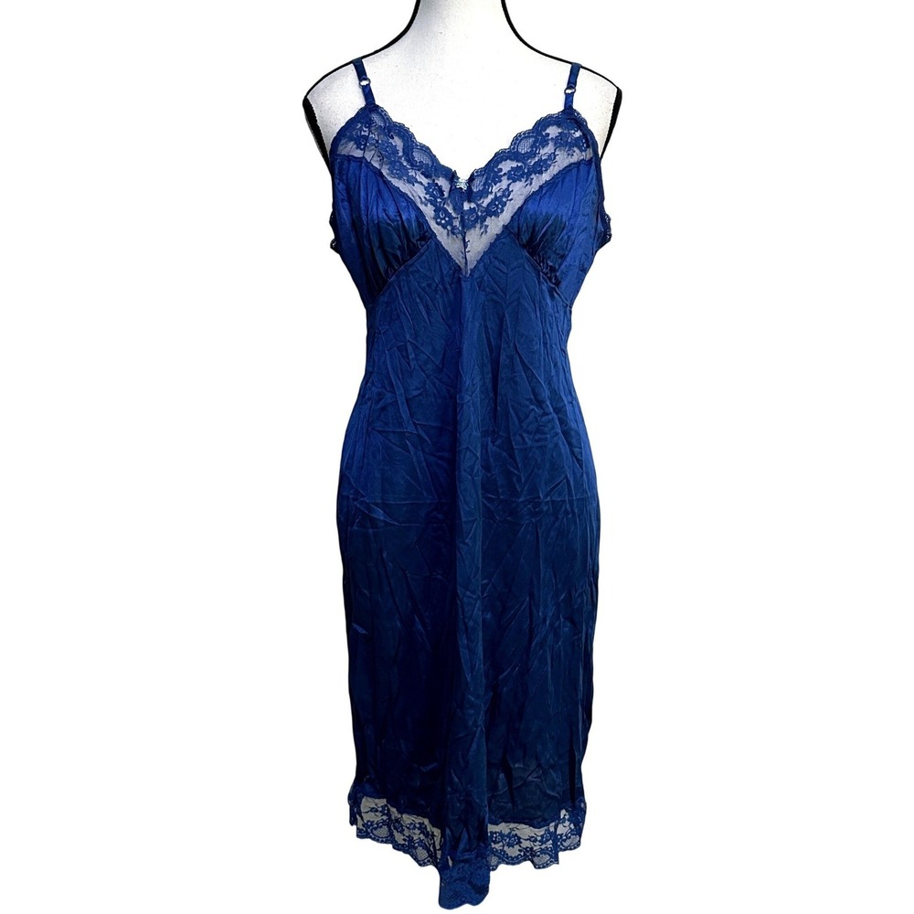 Impulse Vintage Blue Lace Slip Dress‎ Nightgown M Coquette Whimsygoth Grunge USA